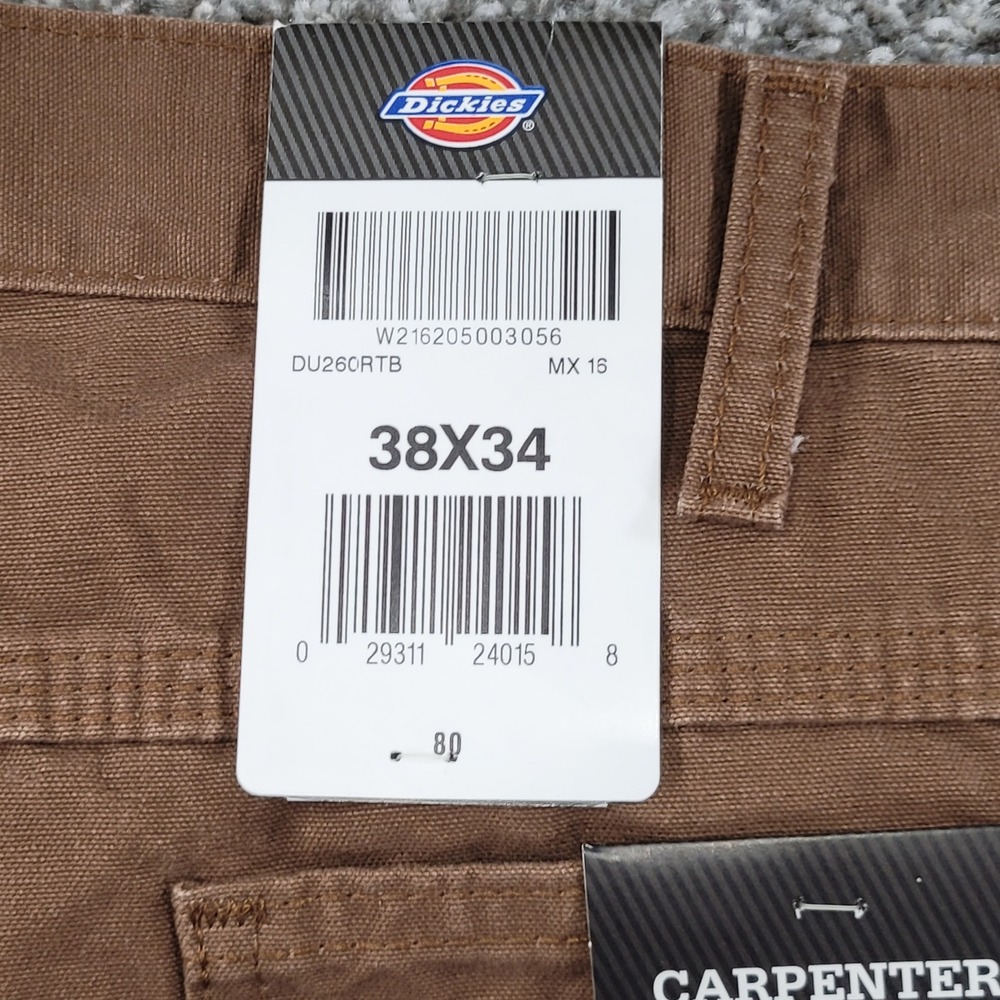 Dickies Mens Carpenter Duck Jean Brown Relaxed Fit‎ Straight Leg 38x34 NWT - Picture 8 of 14